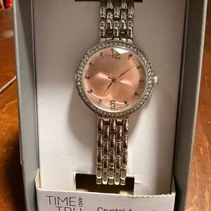 Time and Tru Women's Watch with Pink Dial and Silver Band